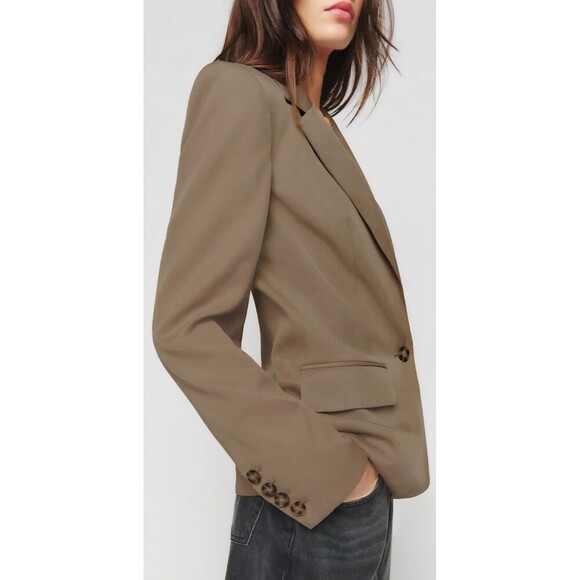 New Reformation Women's Classic Slim Blazer Mushroom S Business Single Button - Picture 4 of 16